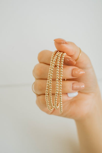 Golden Beaded Bracelet {One Bracelet, Set of Two, or Stack of Three} –  Malabella Jewels